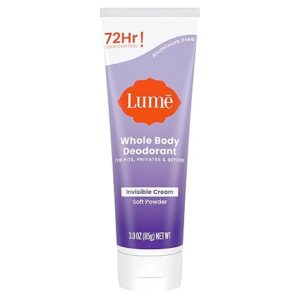 Lume Whole Body Deodorant - Invisible Cream Tube - 72 Hour Odor Control - Aluminum Free, Baking Soda Free, Skin Safe